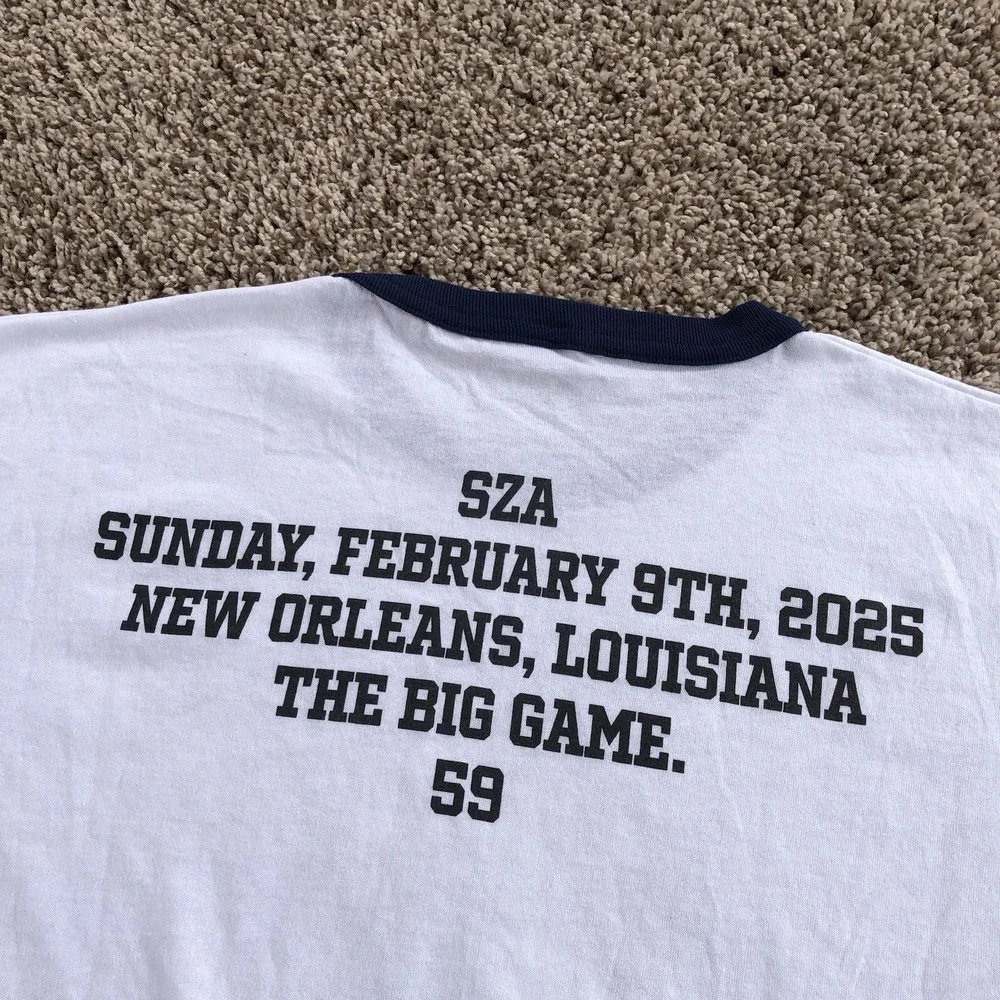 SZA 2025 Tour Merch Beetle Ball Ringer‎ Shirt Adult Size XL White Authentic TDE